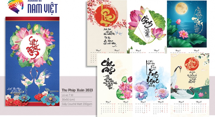 Lịch lò xo 7 tờ theo chủ đề xuân 2023